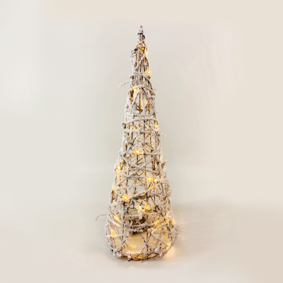^ "RATTAN CONE TREE WITH SNOW" 40 MINI WW LED ΛΑΜΠ. ΜΠΑΤ. 3ΧΑΑ,IP20 Φ20.5X60CM  -X11401110